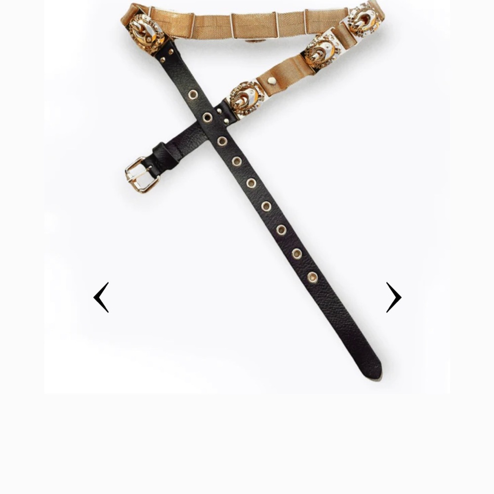 Black and Tan Decorative Women's Belt with Rivet Detail